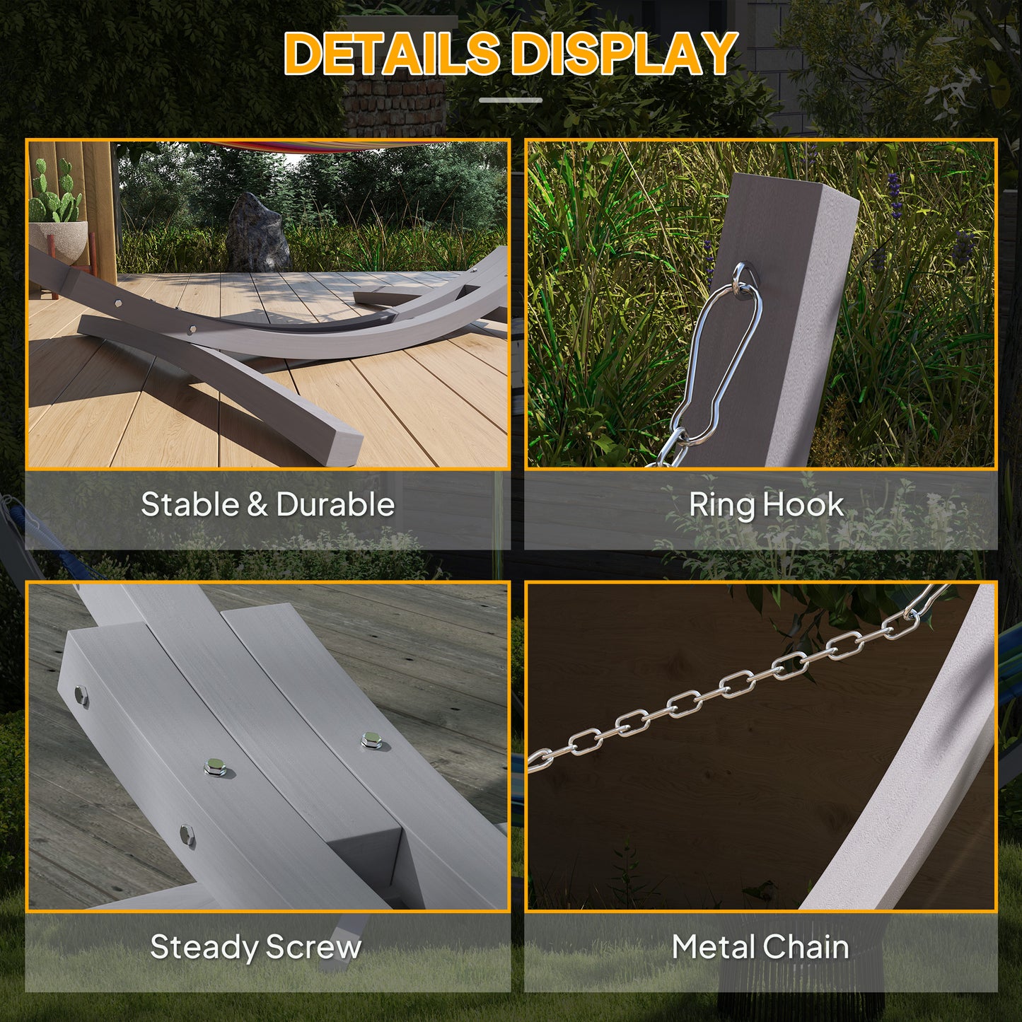 3.25m Wooden Hammock Stand Universal Fit Garden Picnic Camp