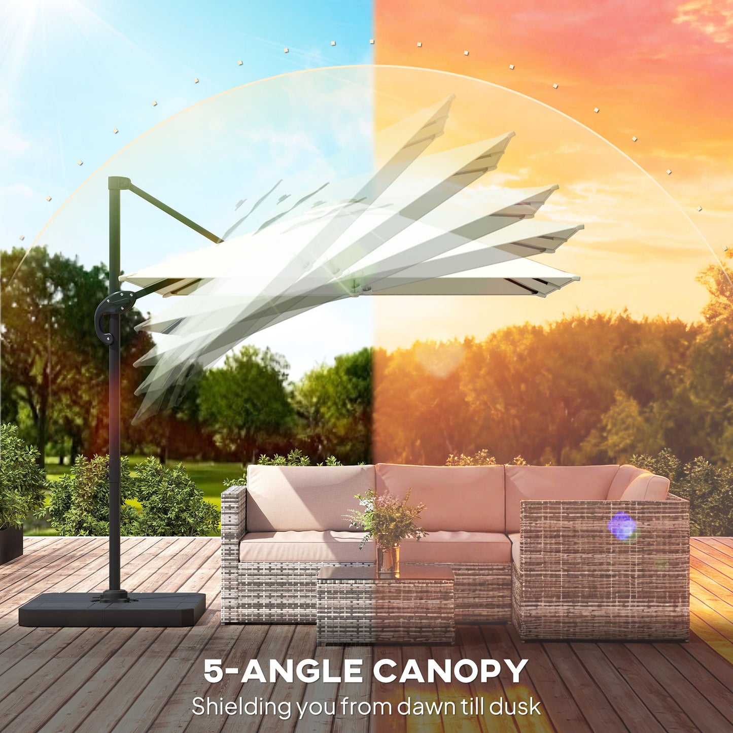 2.4 x 2.4m Cantilever Parasol with Umbrella Weights