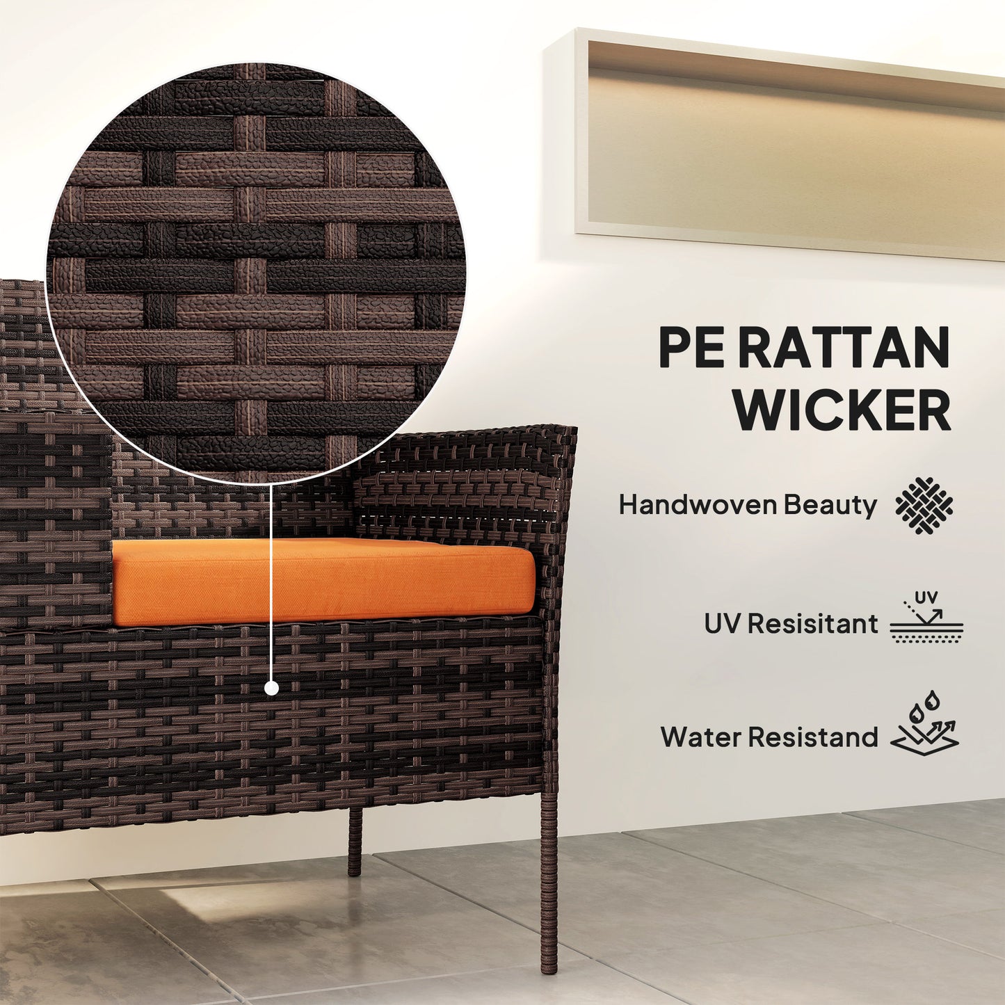 Two-Seat Rattan Chair, with Middle Table