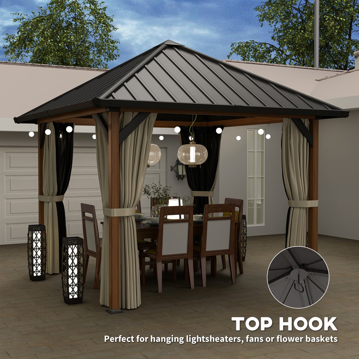 3 x 3(m) Hardtop Gazebo with Galvanised Steel Roof and Water Gutter