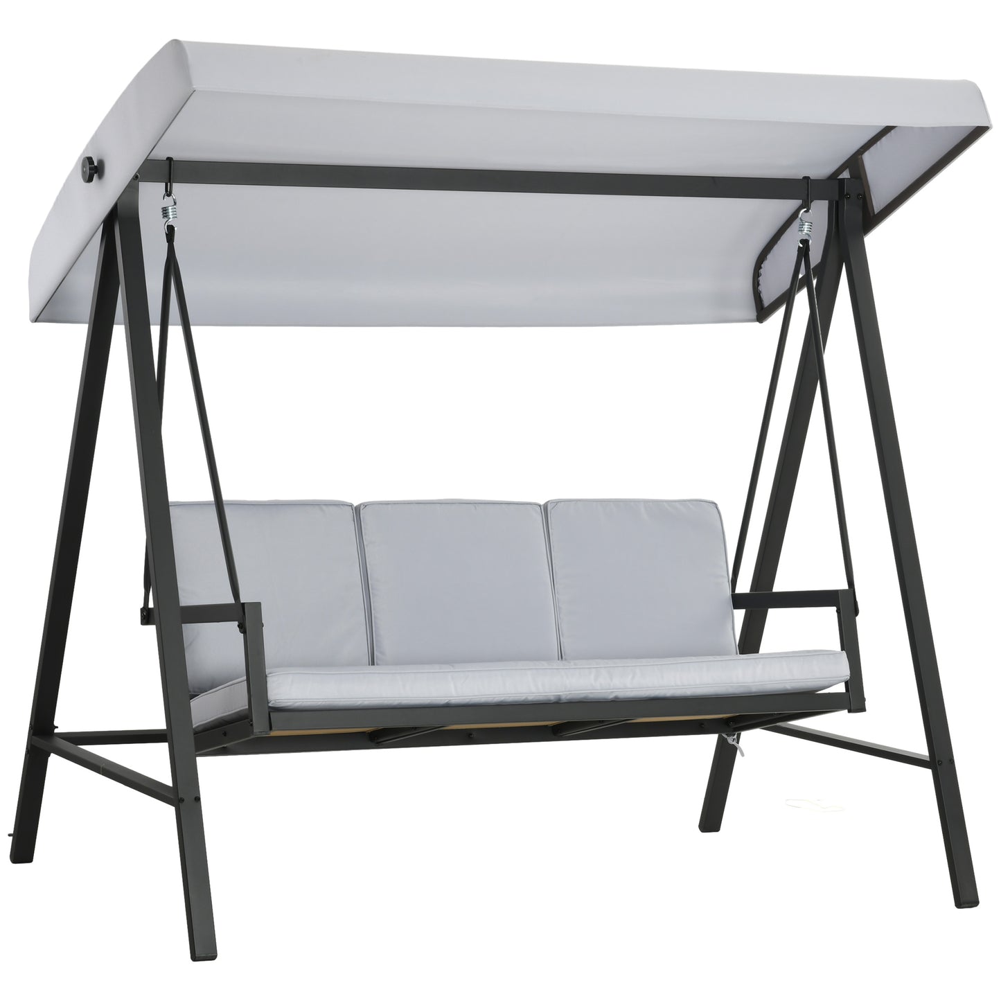 Three-Seat Garden Swing Chair, with Adjustable Canopy