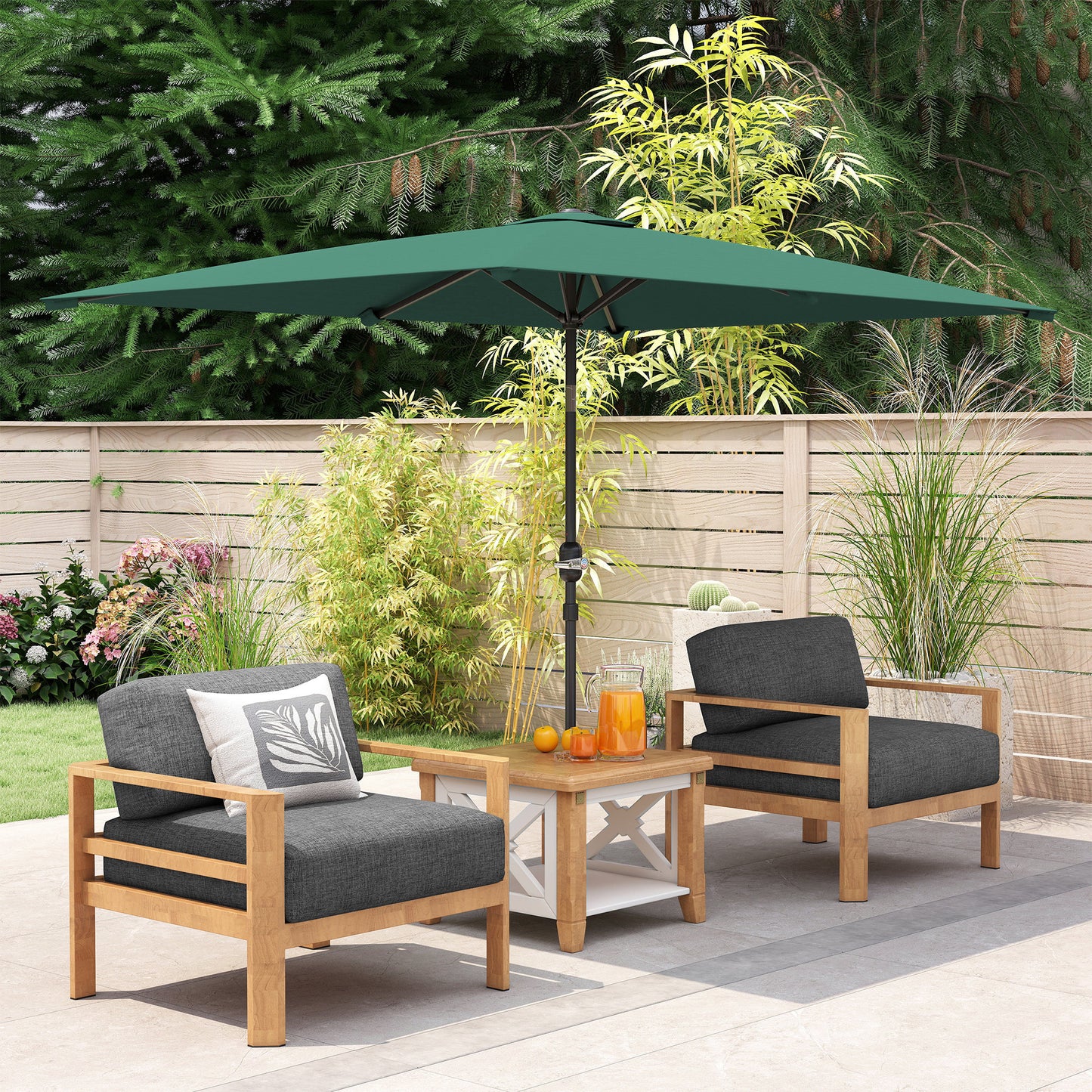 3x2m Garden Parasol Umbrella with Aluminium Pole, Tilt and Crank