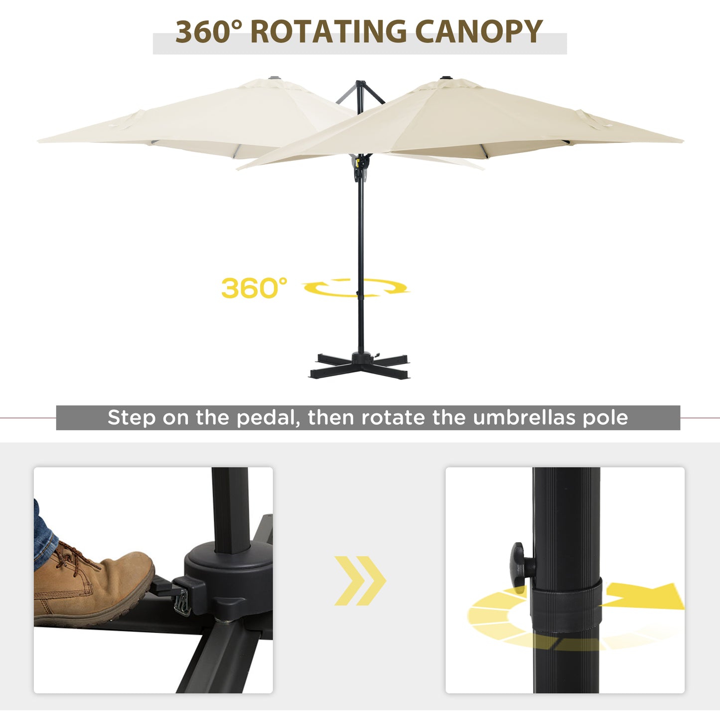 2.5 x 2.5m Patio Offset Parasol Umbrella Cantilever Hanging