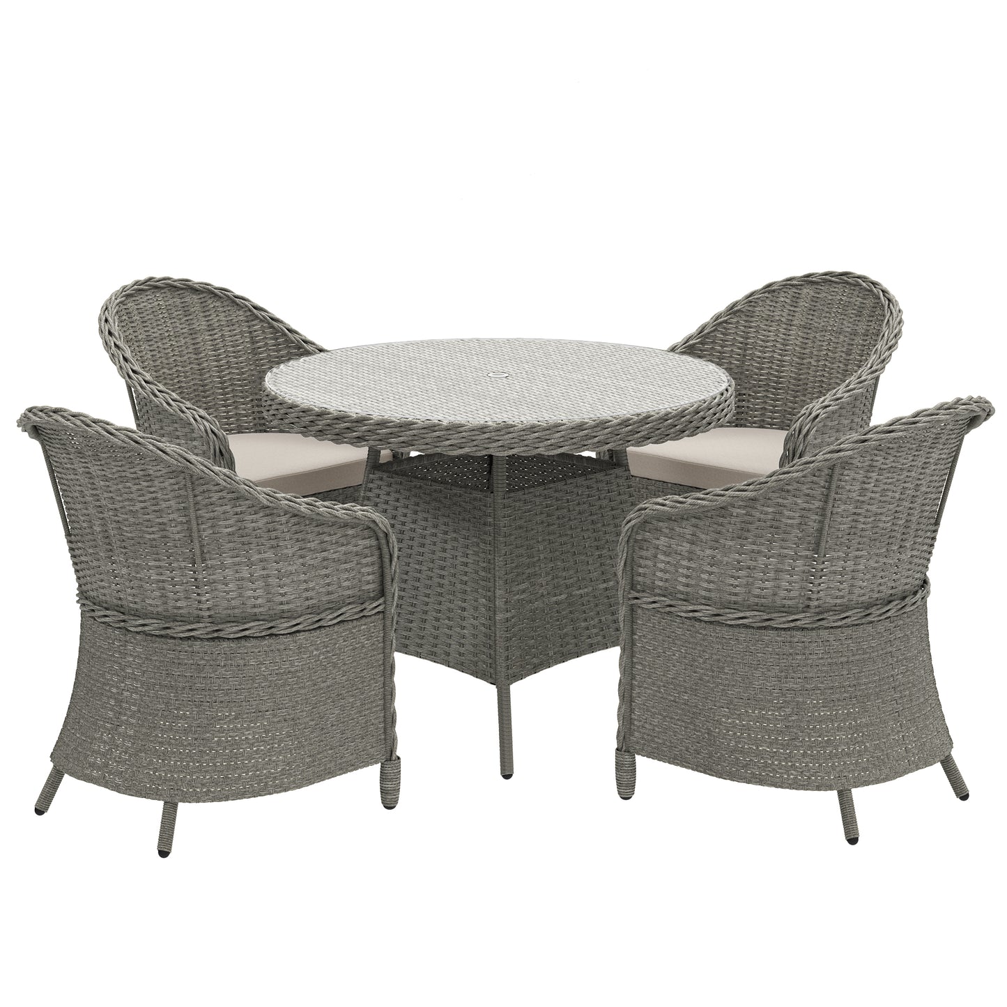 4 Seater Rattan Garden Furniture Set with Cushions