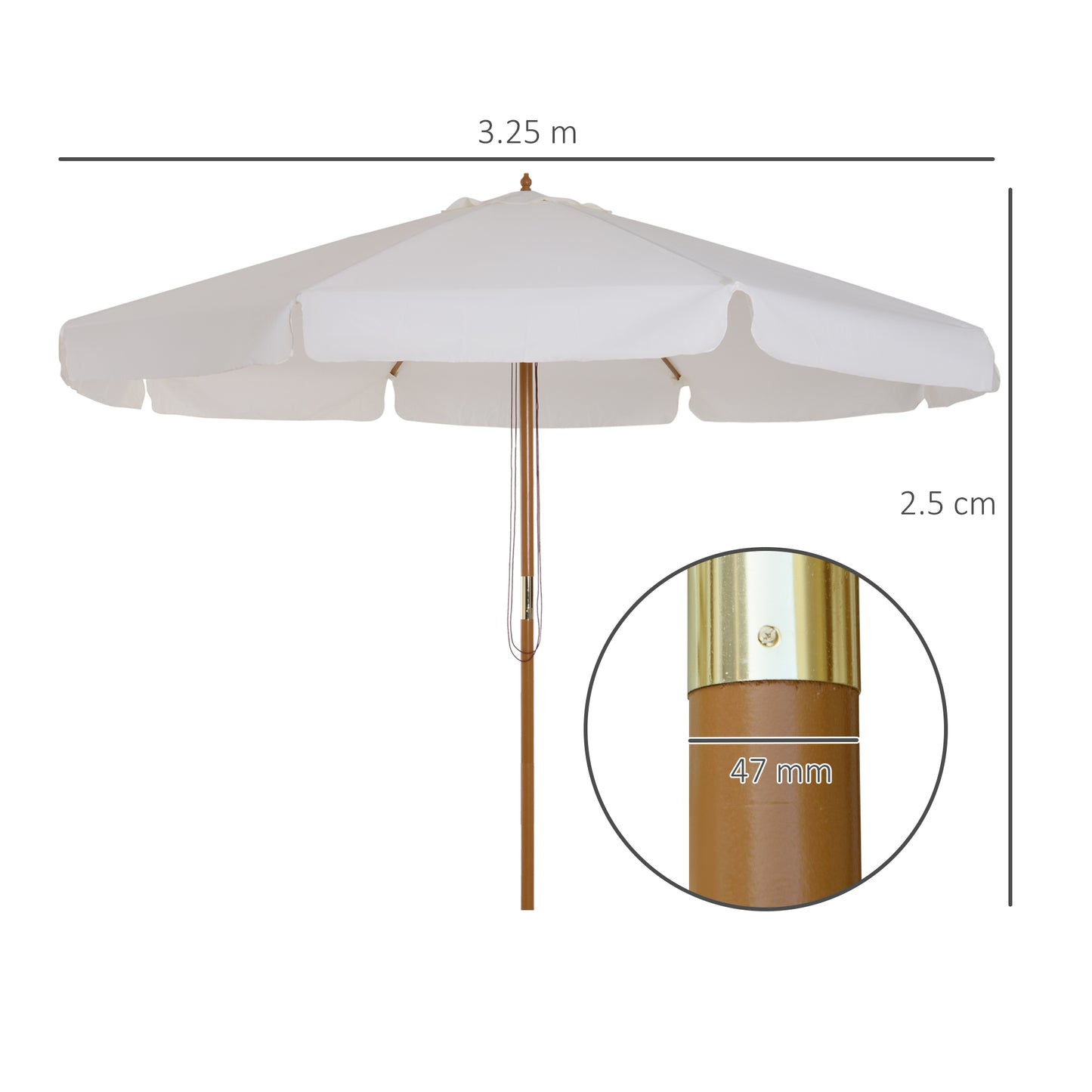 3.3m Elegant Wooden Parasol