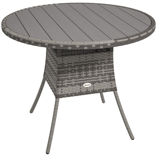90 cm Wood-Effect Rattan Garden Table