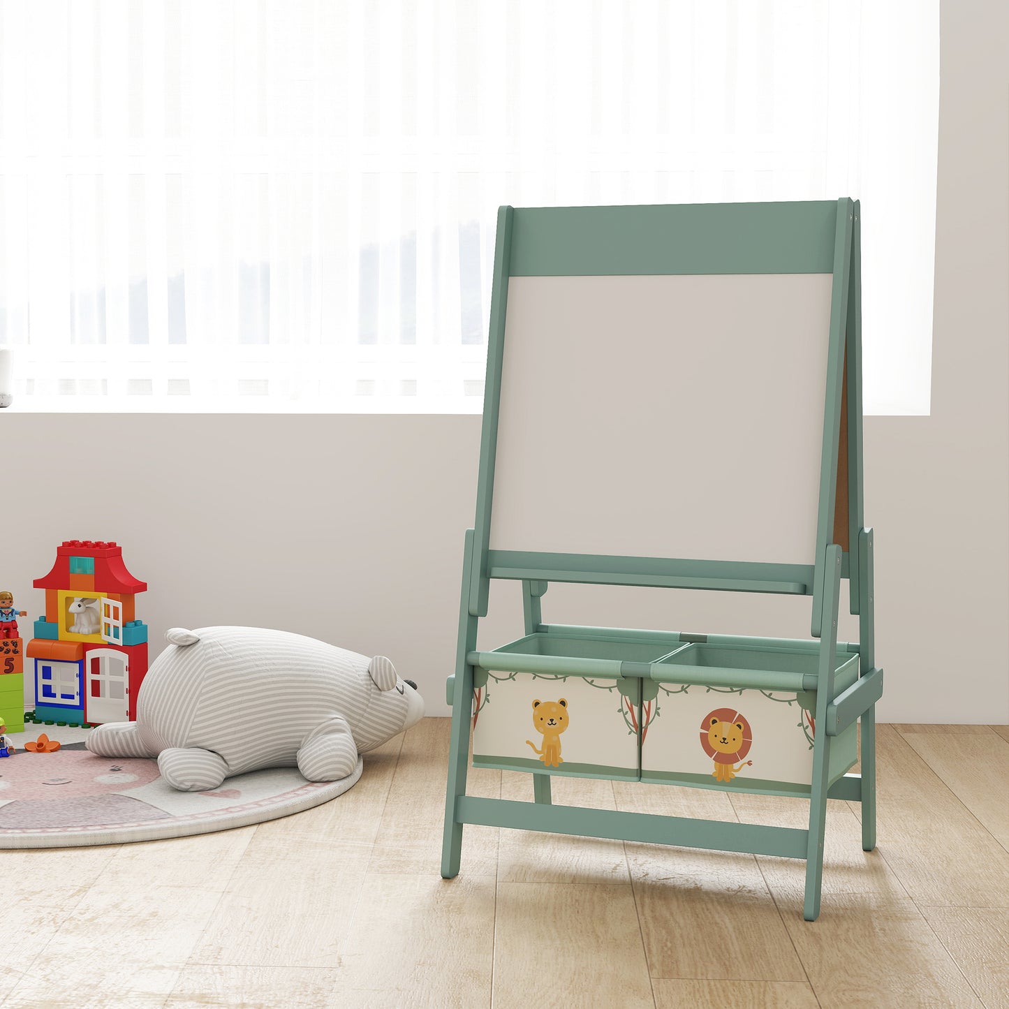 Art Easel for Kids, Double-Sided Whiteboard/Blackboard