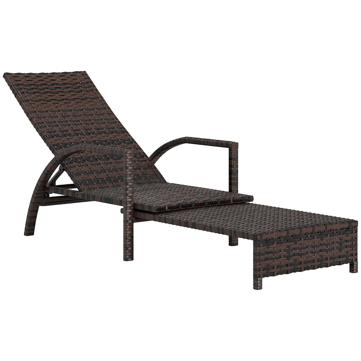 Reclining Rattan Lounger, with Extending Footrest