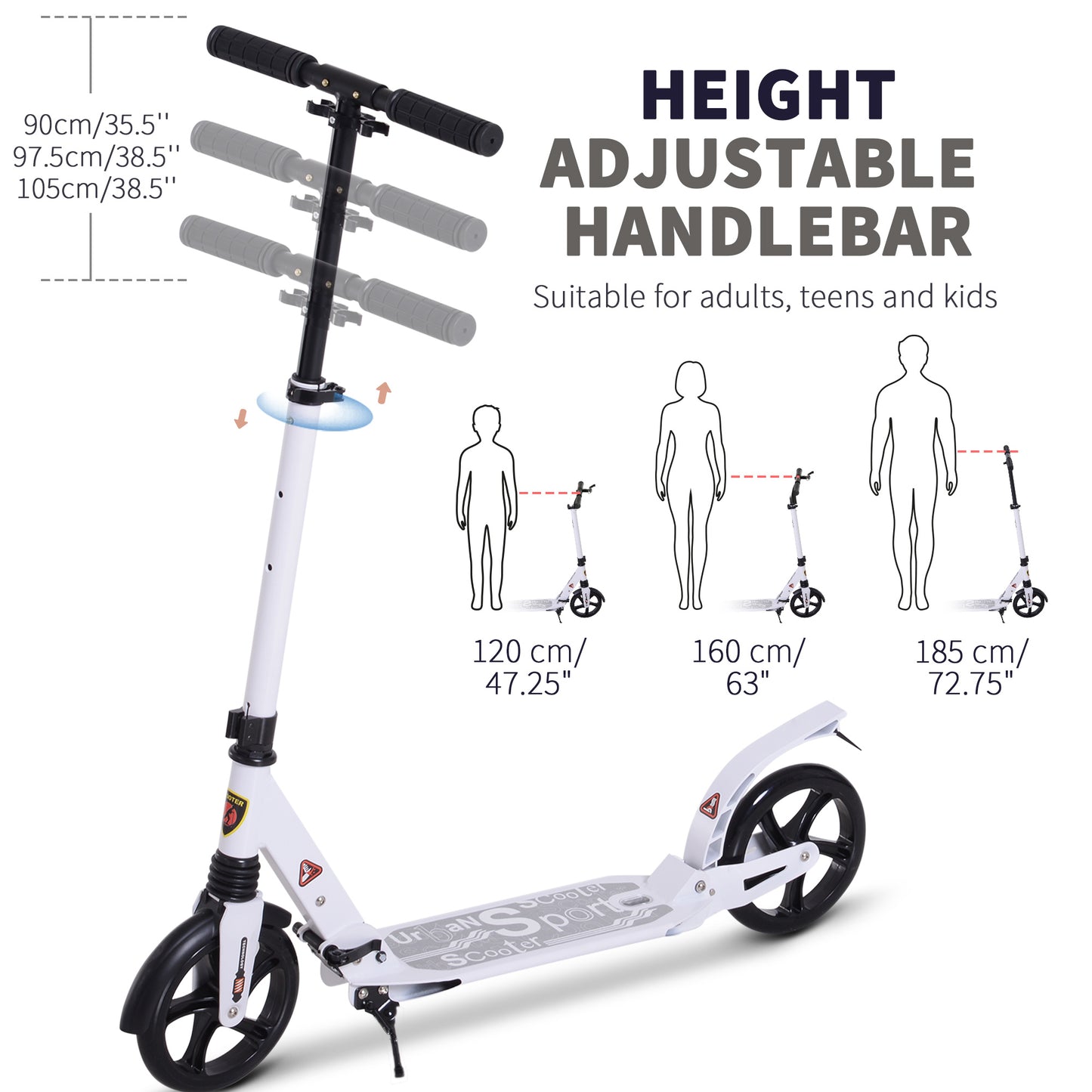Folding Kick Scooter, Adjustable Ride On Scooter