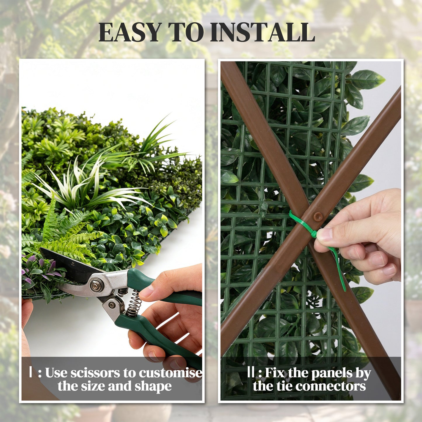 Grass Wall Panels, 100 x 100 cm Artificial Grass Wall Decor