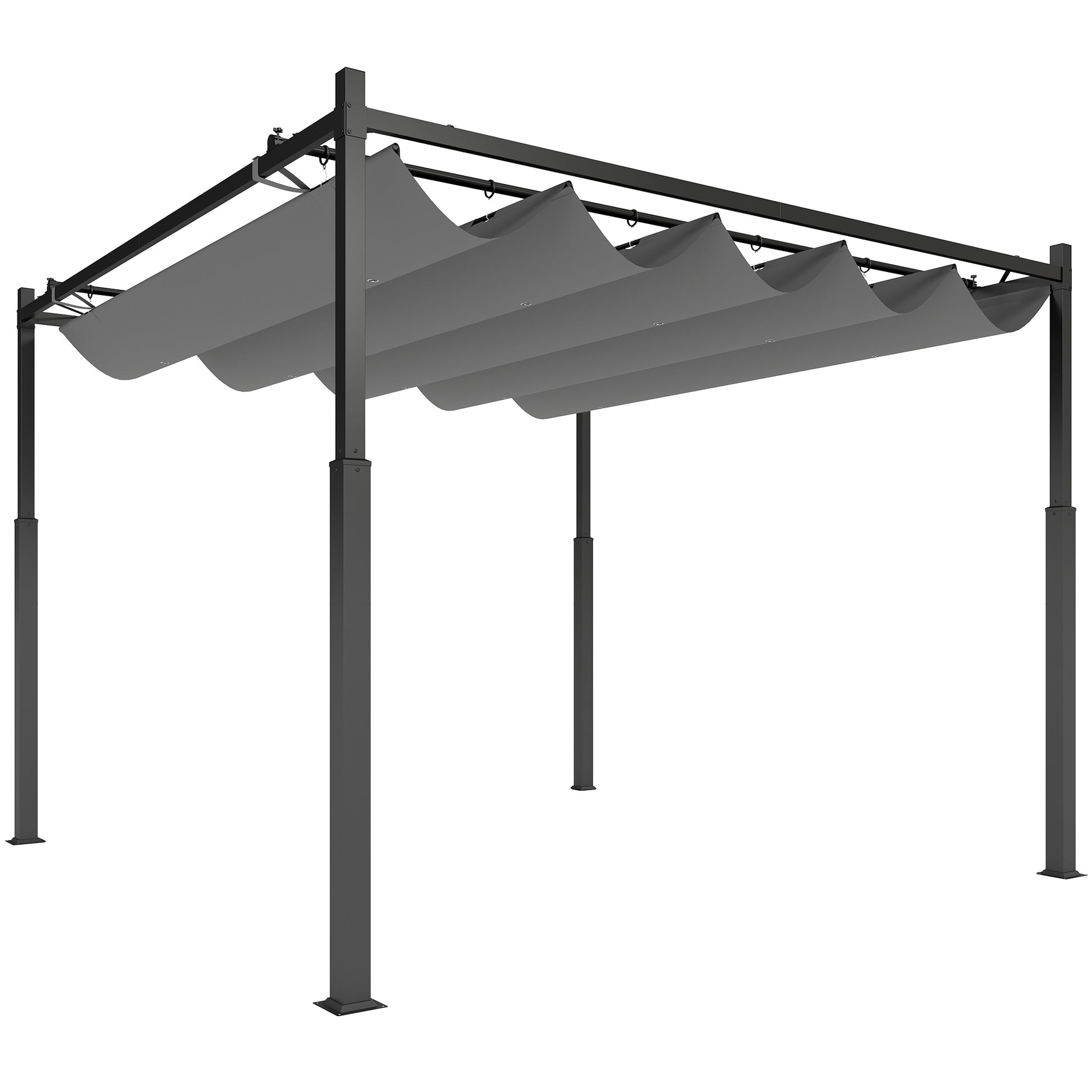 3 x 3(m) Metal Pergola with Retractable Roof and Magnetic Fixture