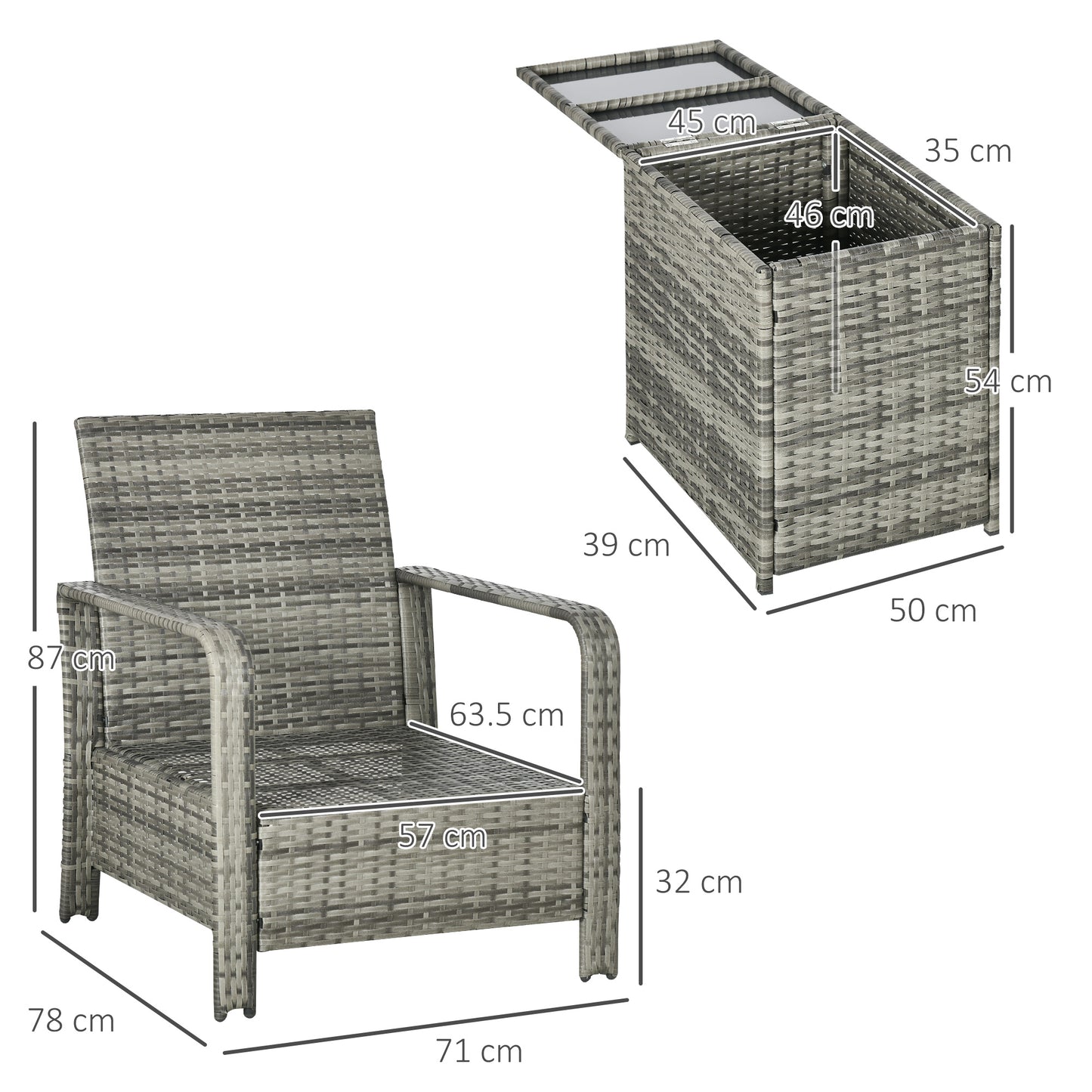 3 Pieces Rattan Bistro Set (2)