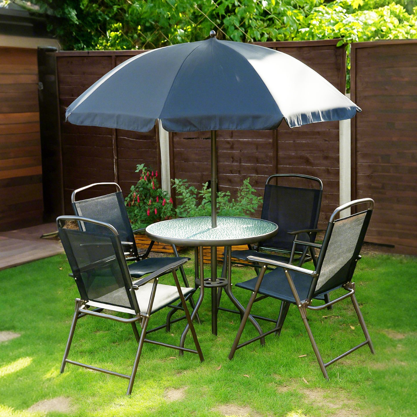 6 Piece Garden Dining Set with Umbrella