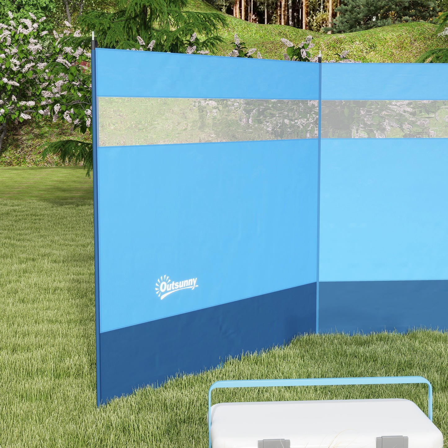 Camping Windbreaker with Clear Windows, Carry Bag and Steel Poles