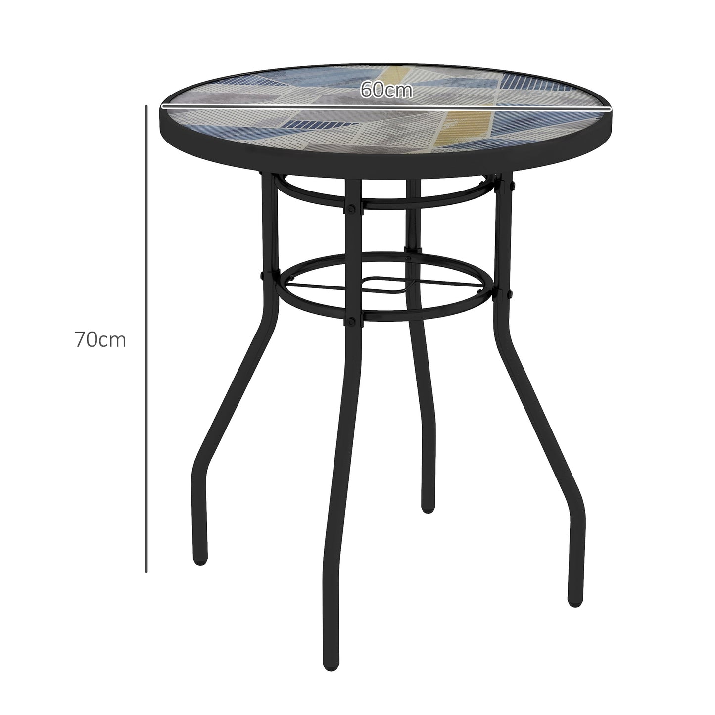 Φ60 Garden Table, with Glass Printed Tabletop