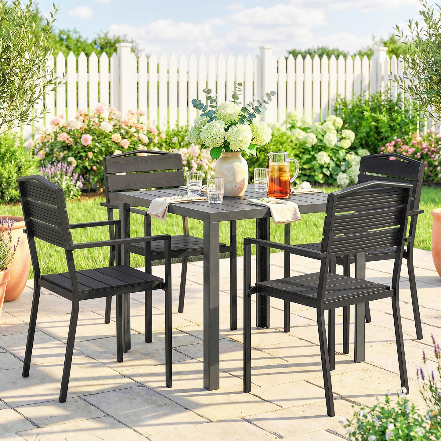 Stackable Garden Chairs Set of 4