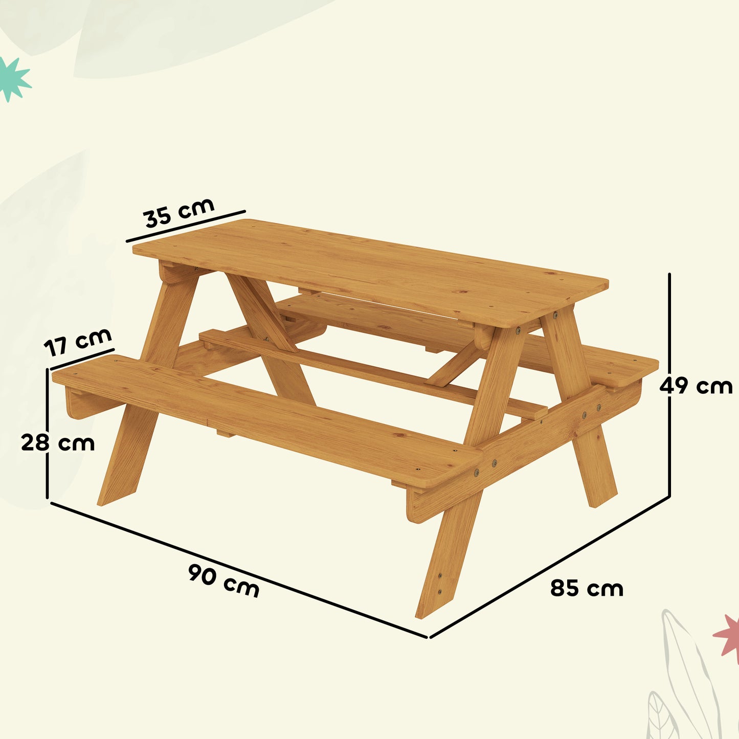 Kids Picnic Table for Outdoor Wooden Table & Bench Set
