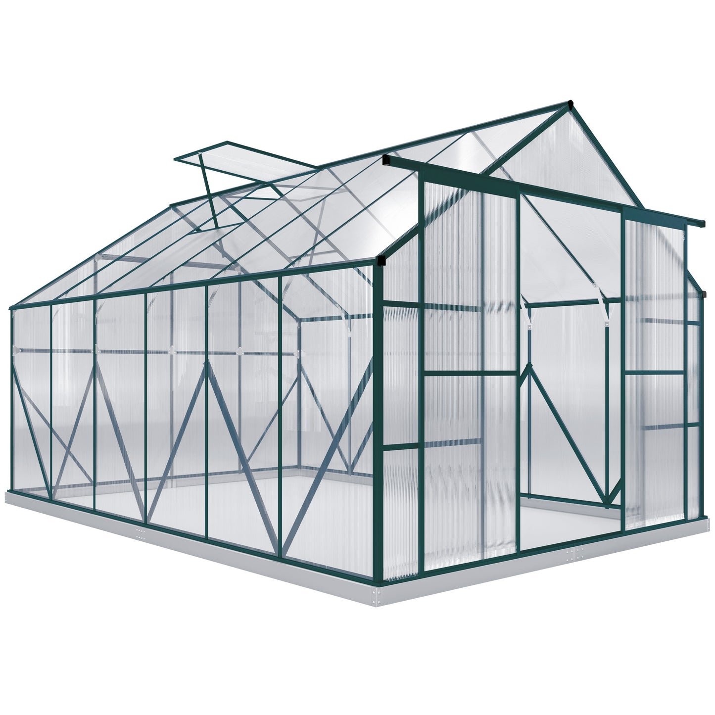 8 x 12ft Aluminium Greenhouse Polycarbonate Walk in Garden