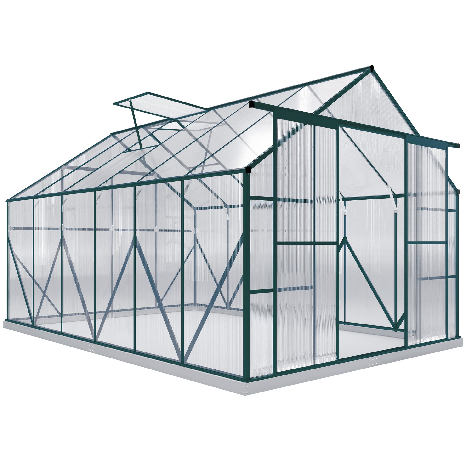 8 x 12ft Aluminium Greenhouse Polycarbonate Walk in Garden