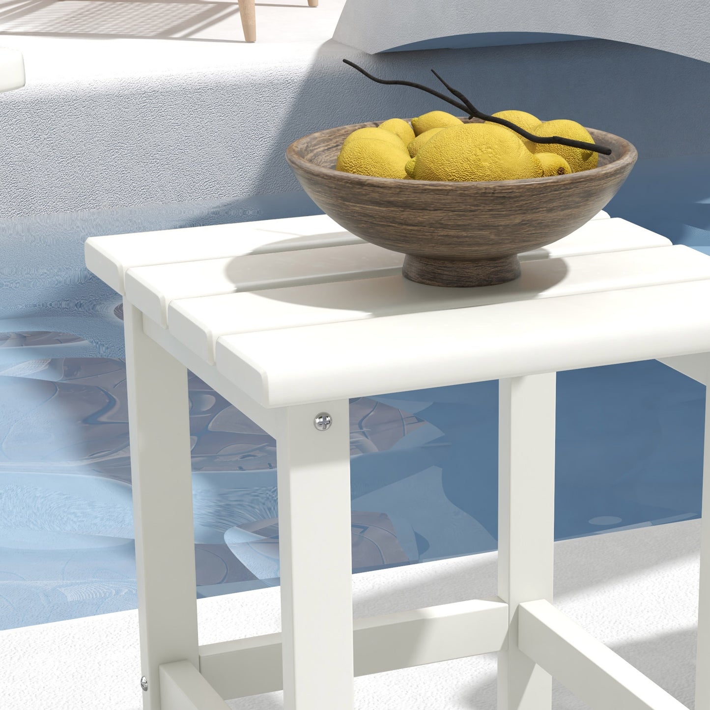 Square Coffee Table, HDPE Tabletop and Frame for Porch, Garden
