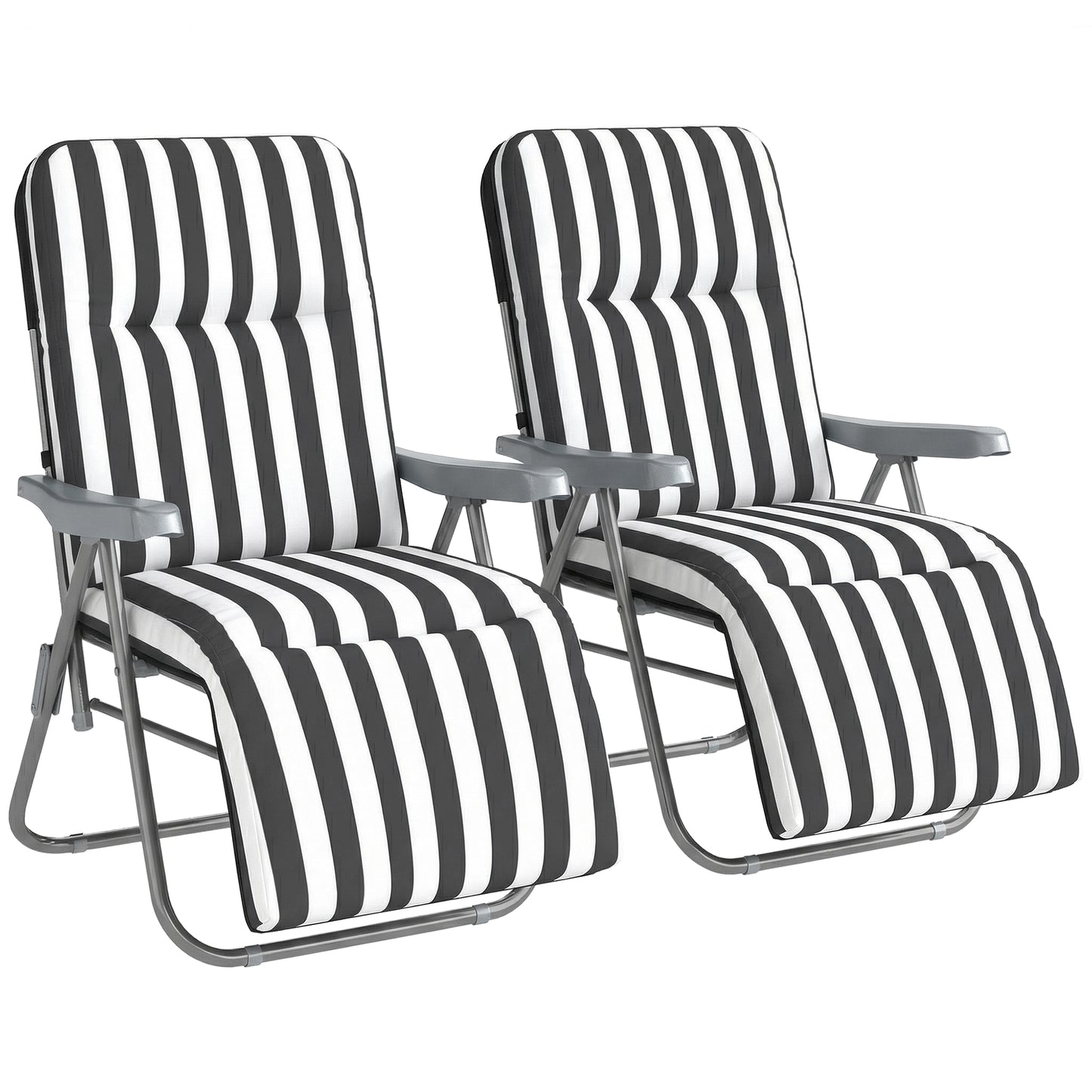 Set of 2 Foldable Patio Sun Lounger with Adjustable Backrest