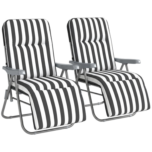 Set of 2 Foldable Patio Sun Lounger with Adjustable Backrest