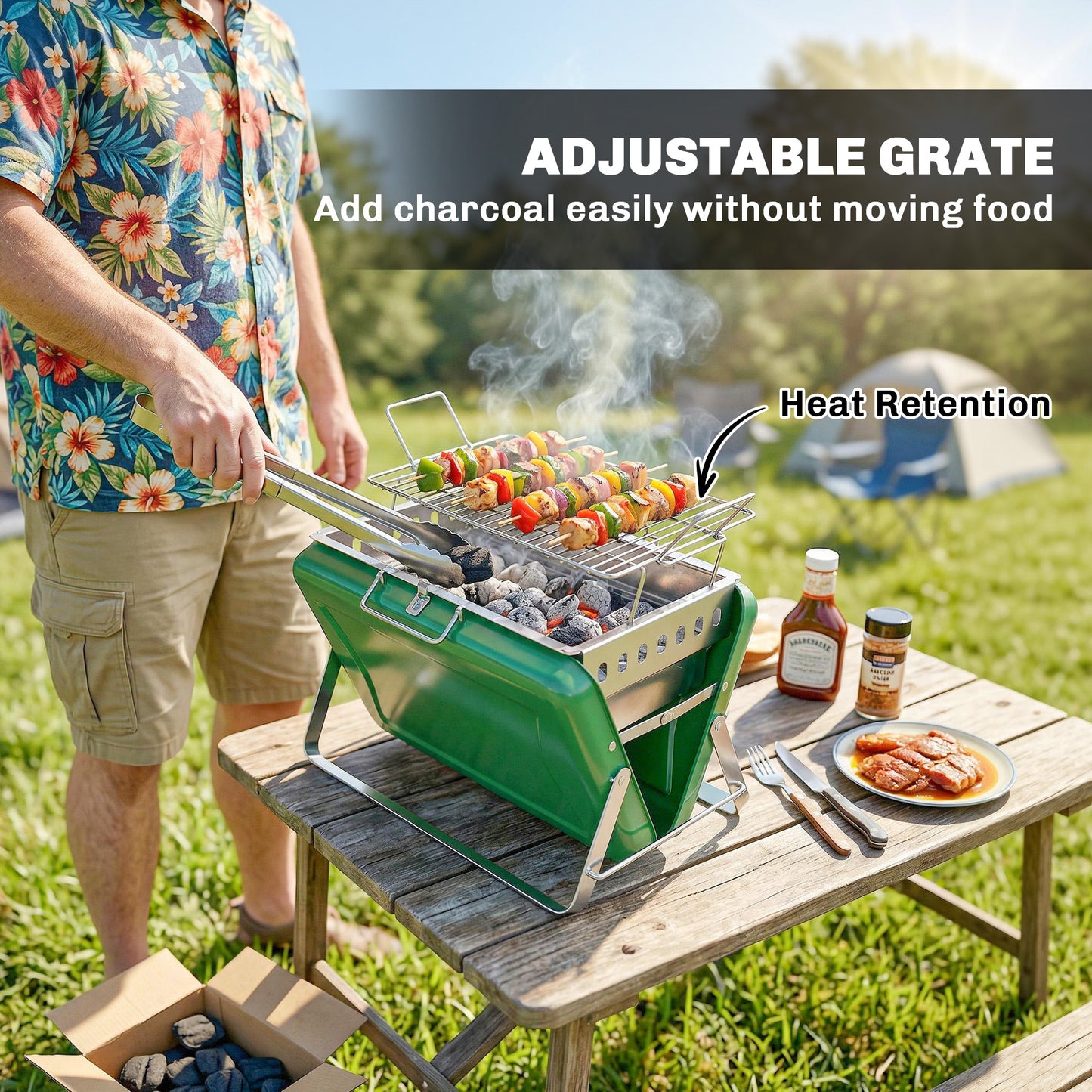 Charcoal BBQ Grill Portable Stainless Steel Barbecue