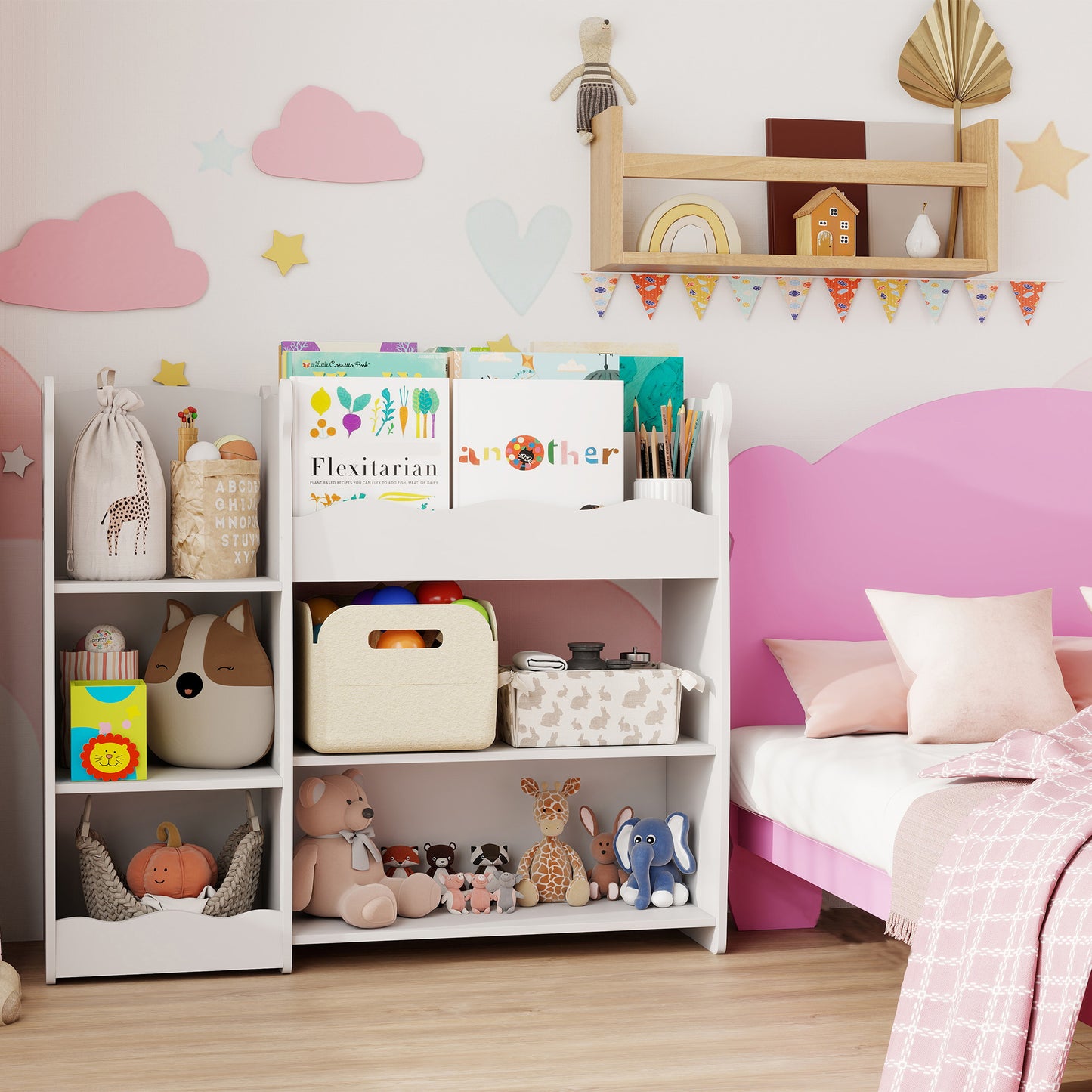 Kids Toy Storage Unit, Bear Design Kids Bookshelf and Toy Organiser