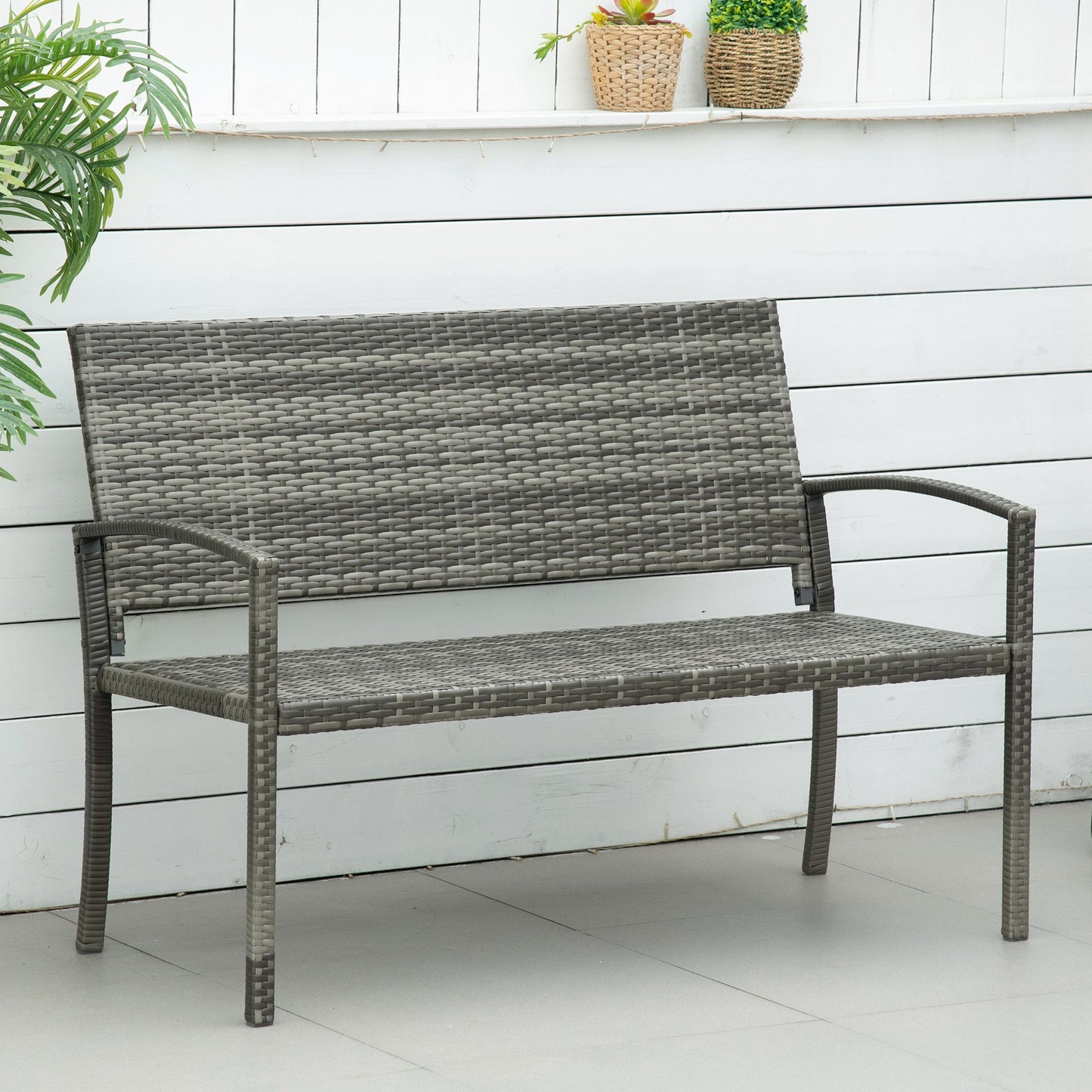 2 Seater Poly Rattan Garden Bench