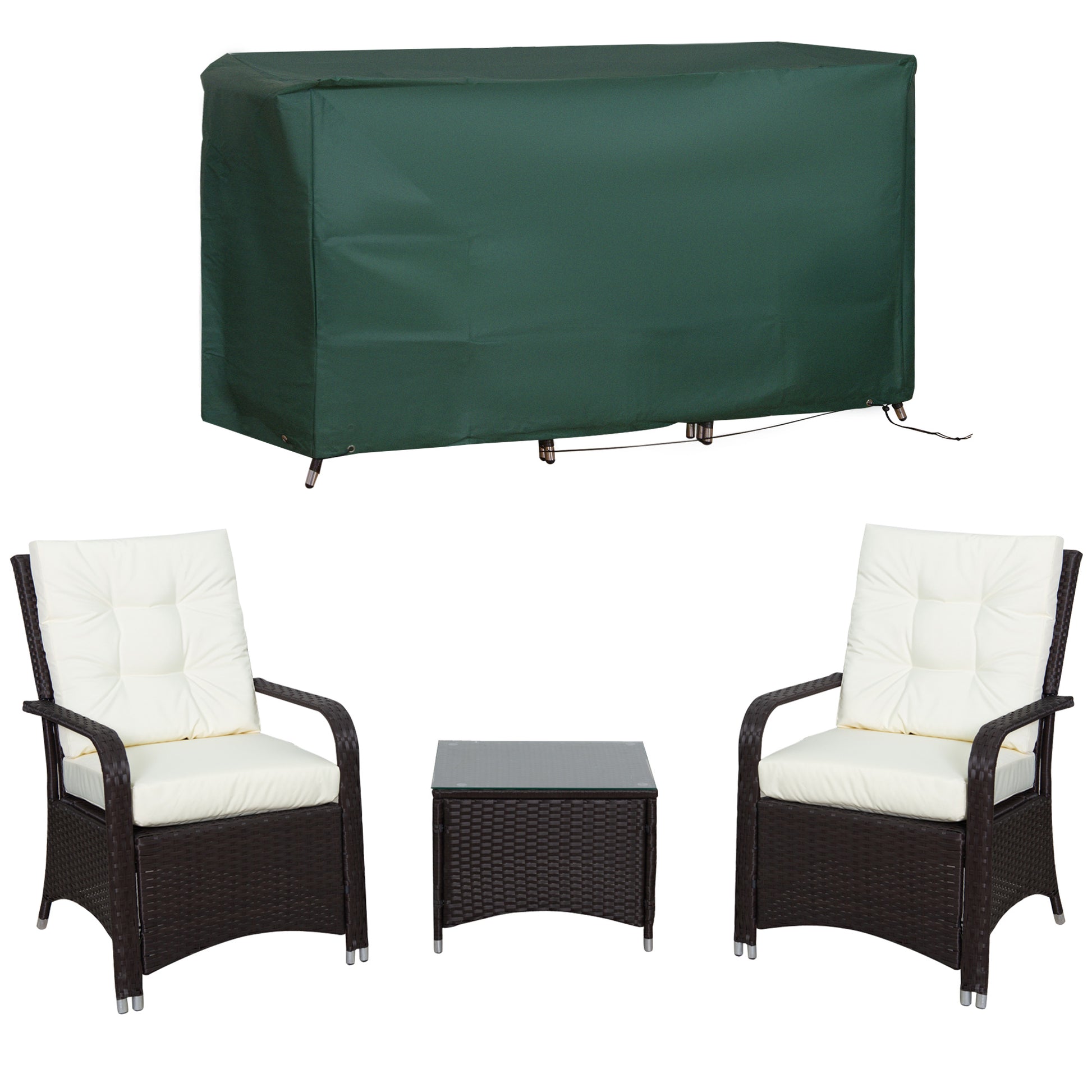 3 Pieces Rattan Bistro Set with Furniture Cover