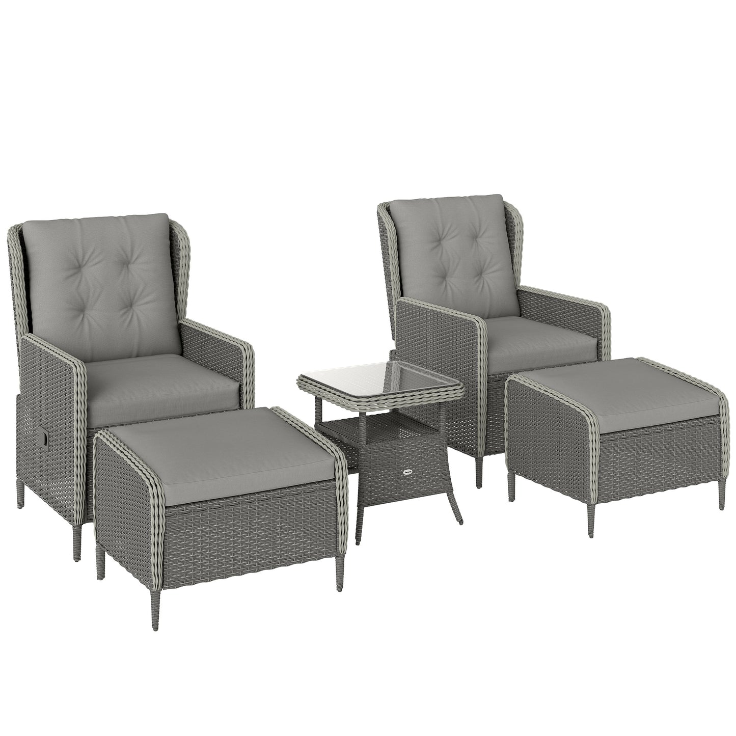 Five-Piece Reclining Rattan Chair Set