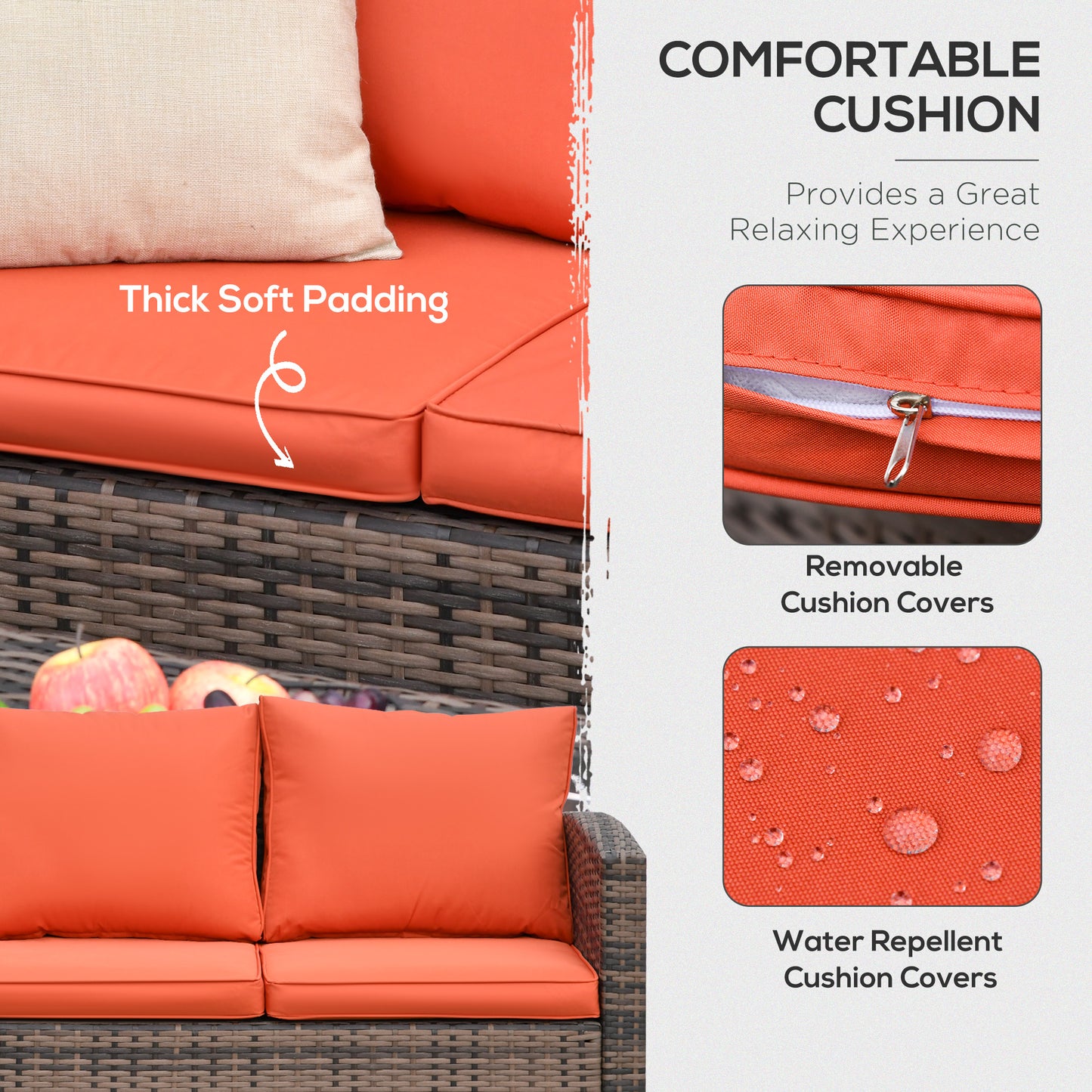 6 Pieces Rattan Garden Furniture Set
