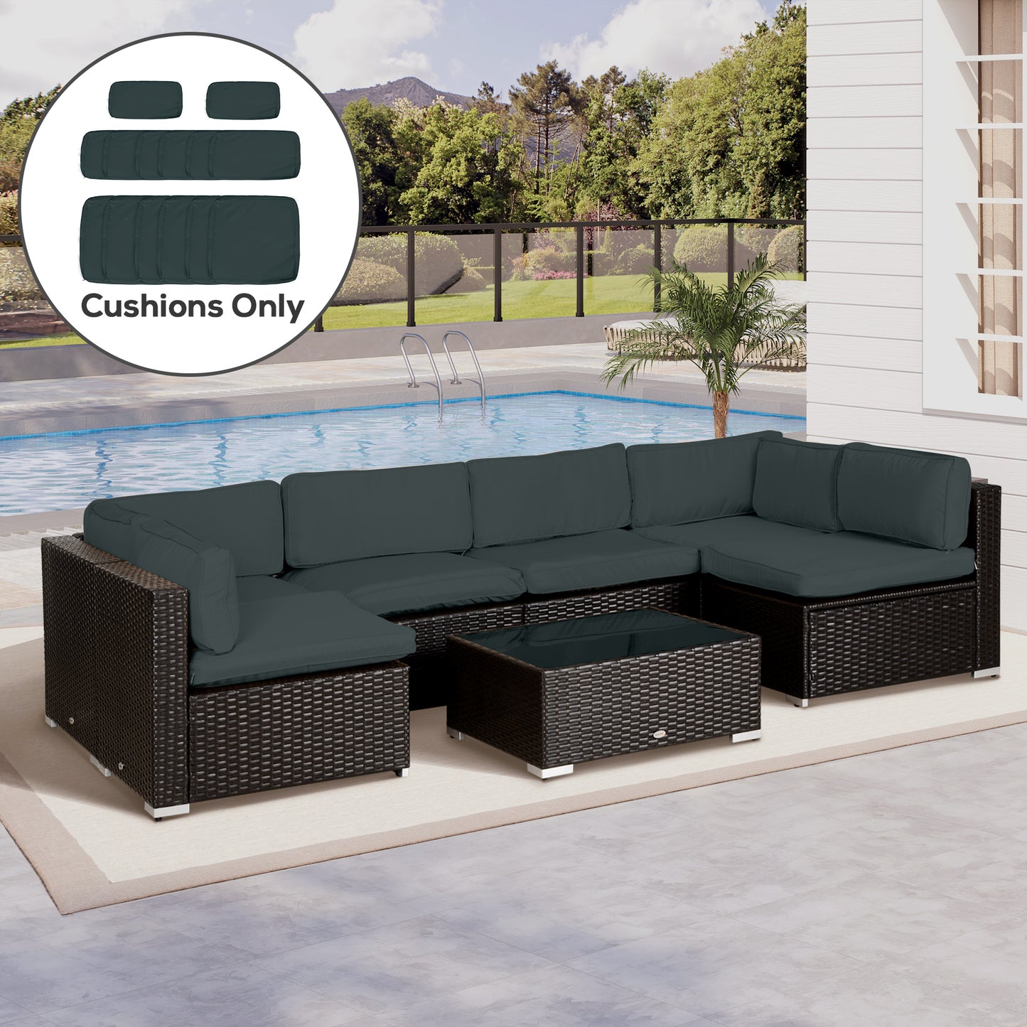 Garden Rattan Sofa Cushion Polyester Cover Replacement Outdoor- No