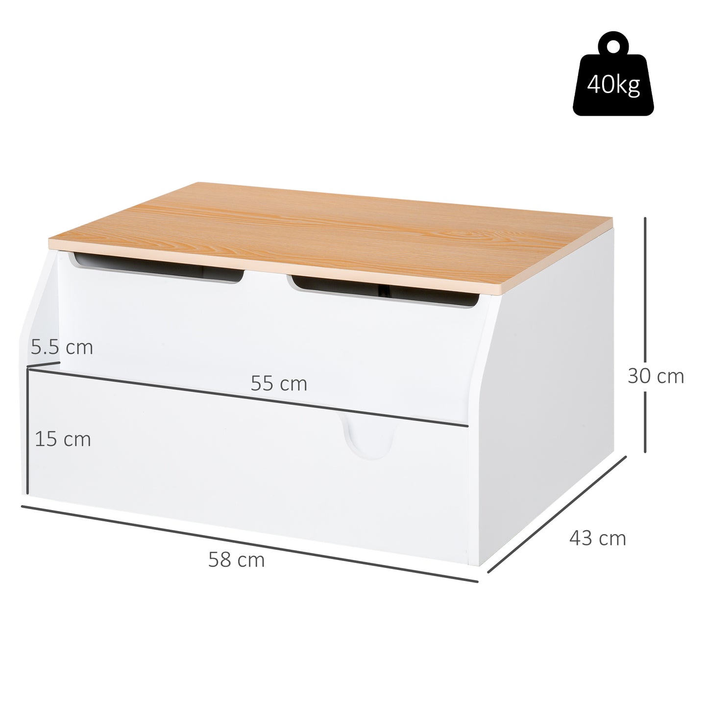 Wooden Kids Toy Box Children Storage Chest Organiser Book Slot