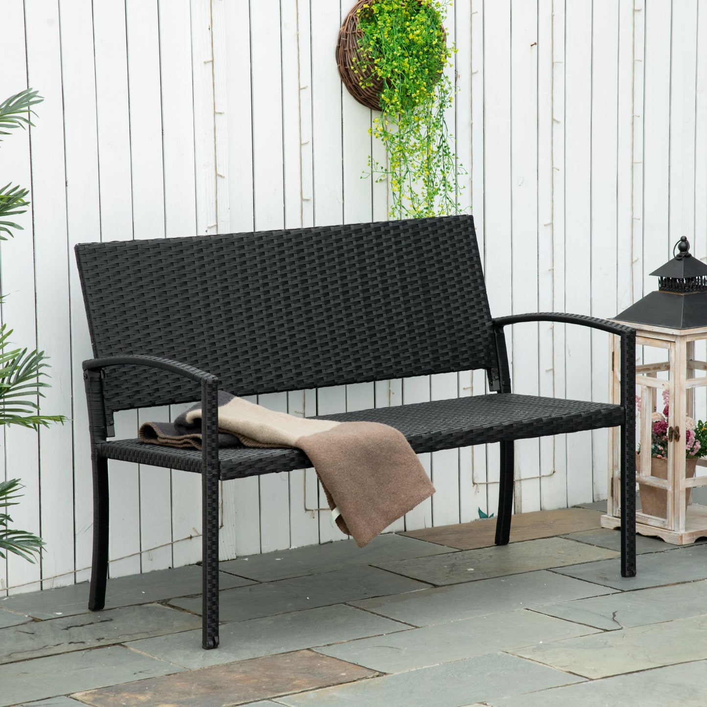 2 Seater Poly Rattan Garden Bench