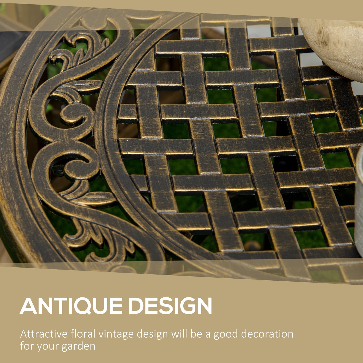Outdoor Garden Table, Cast Aluminium Patio End Table
