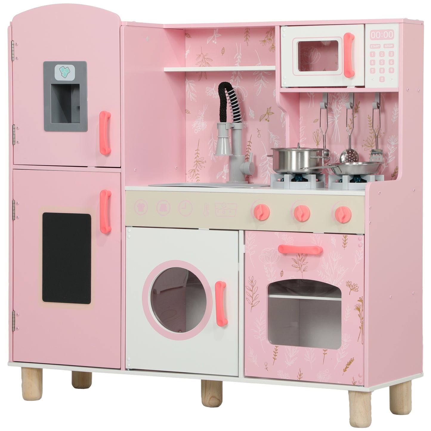 Play Kitchen, Kids Kitchen Set with Lights and Sounds, Double Stoves