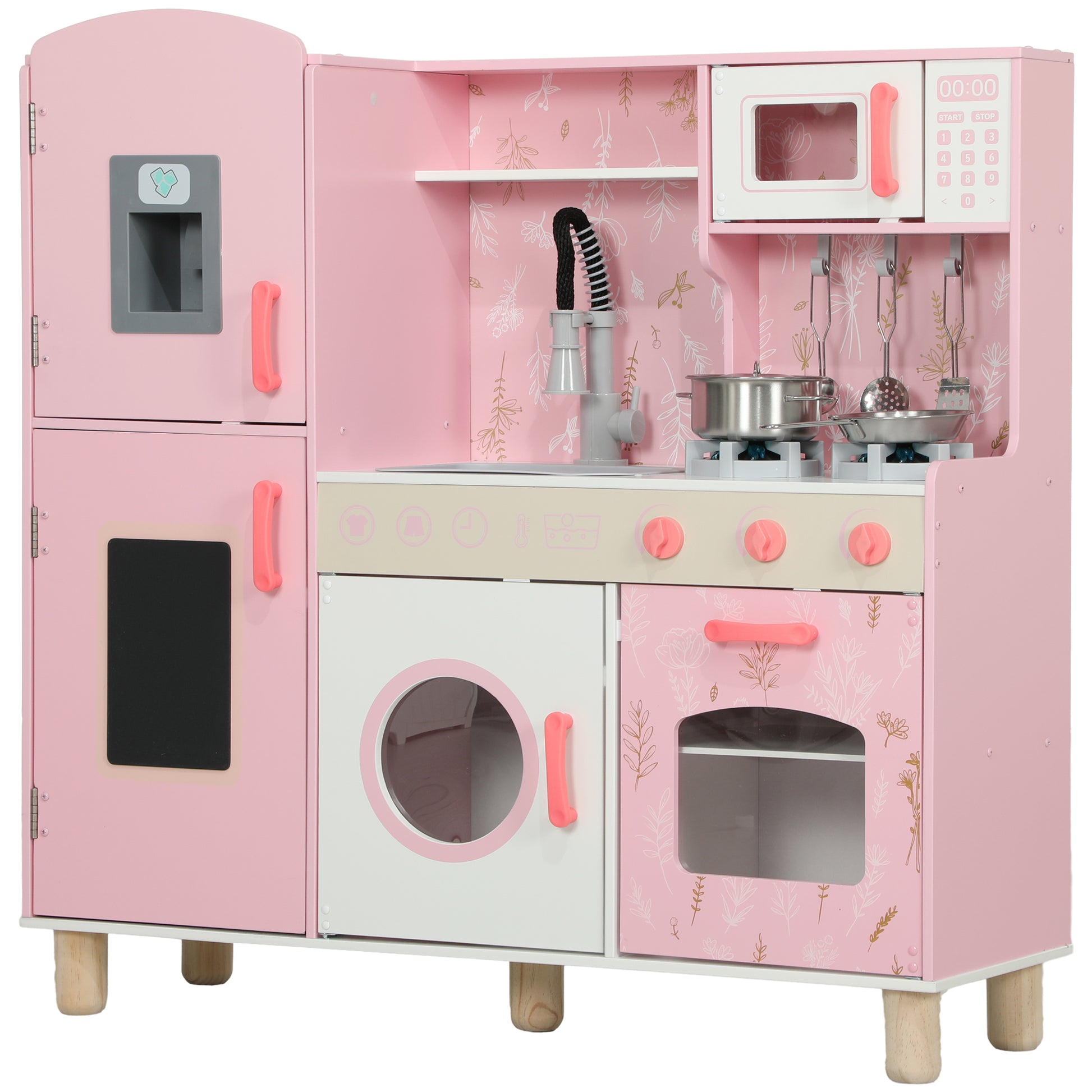 Play Kitchen, Kids Kitchen Set with Lights and Sounds, Double Stoves