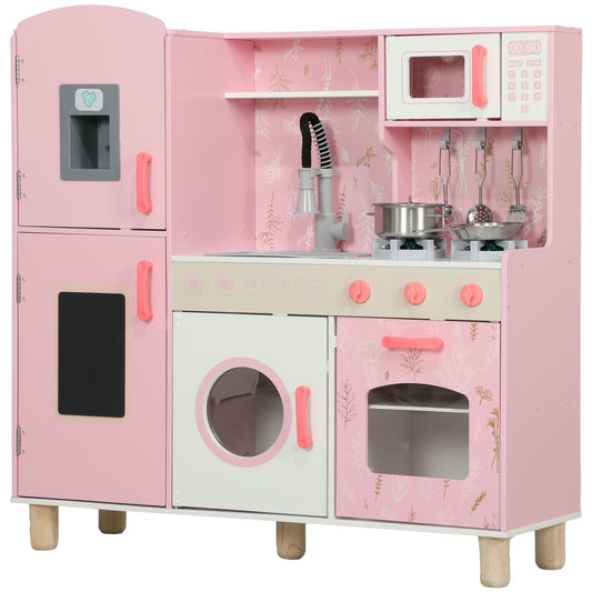 Play Kitchen, Kids Kitchen Set with Lights and Sounds, Double Stoves