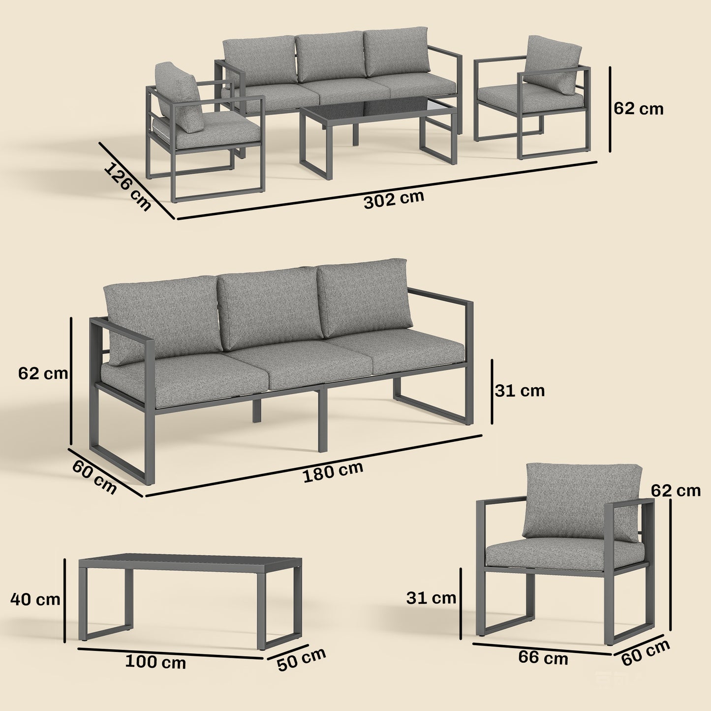 4 Piece Outdoor Garden Furniture Set