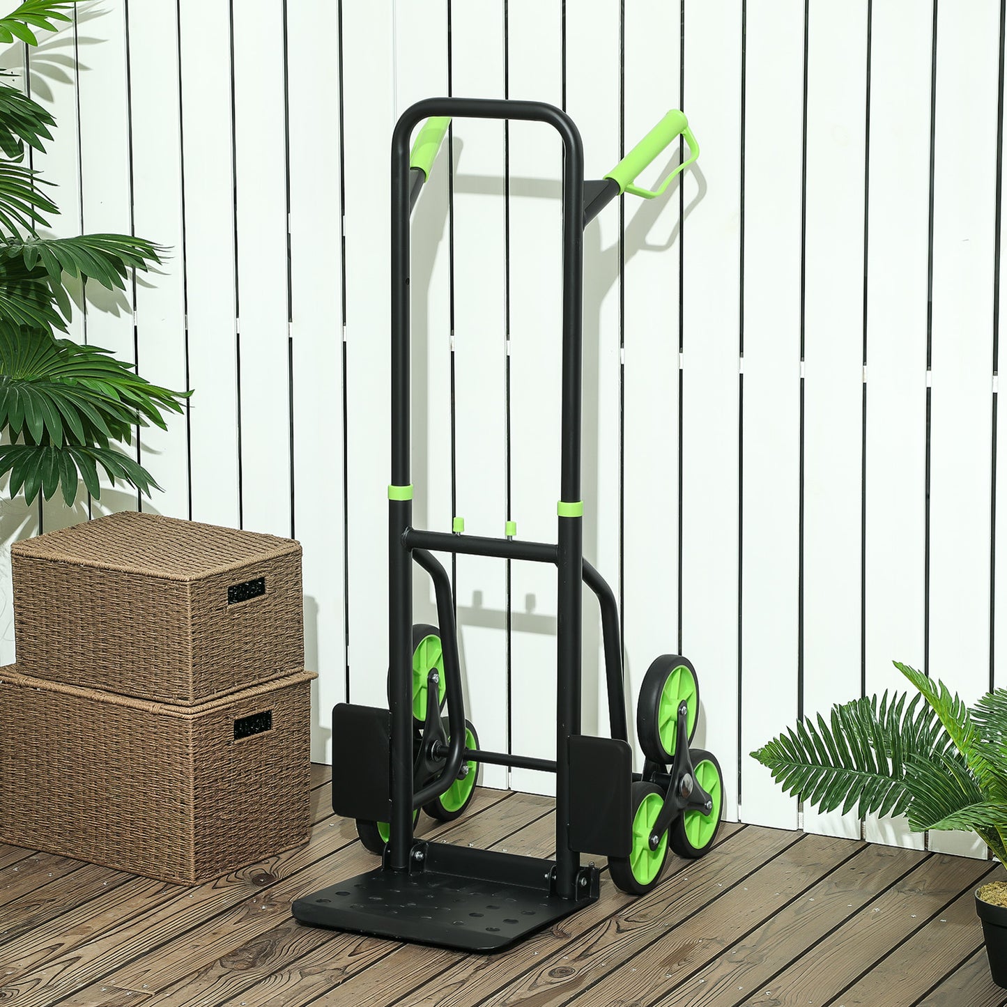 Six-Wheel Folding  Sack Barrow Trolley - Black/Green