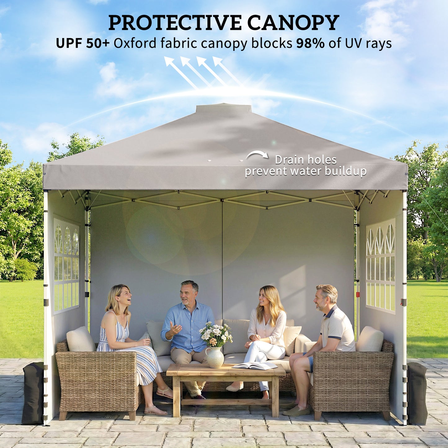 Pop Up Gazebo Waterproof Height Adjustable Canopy