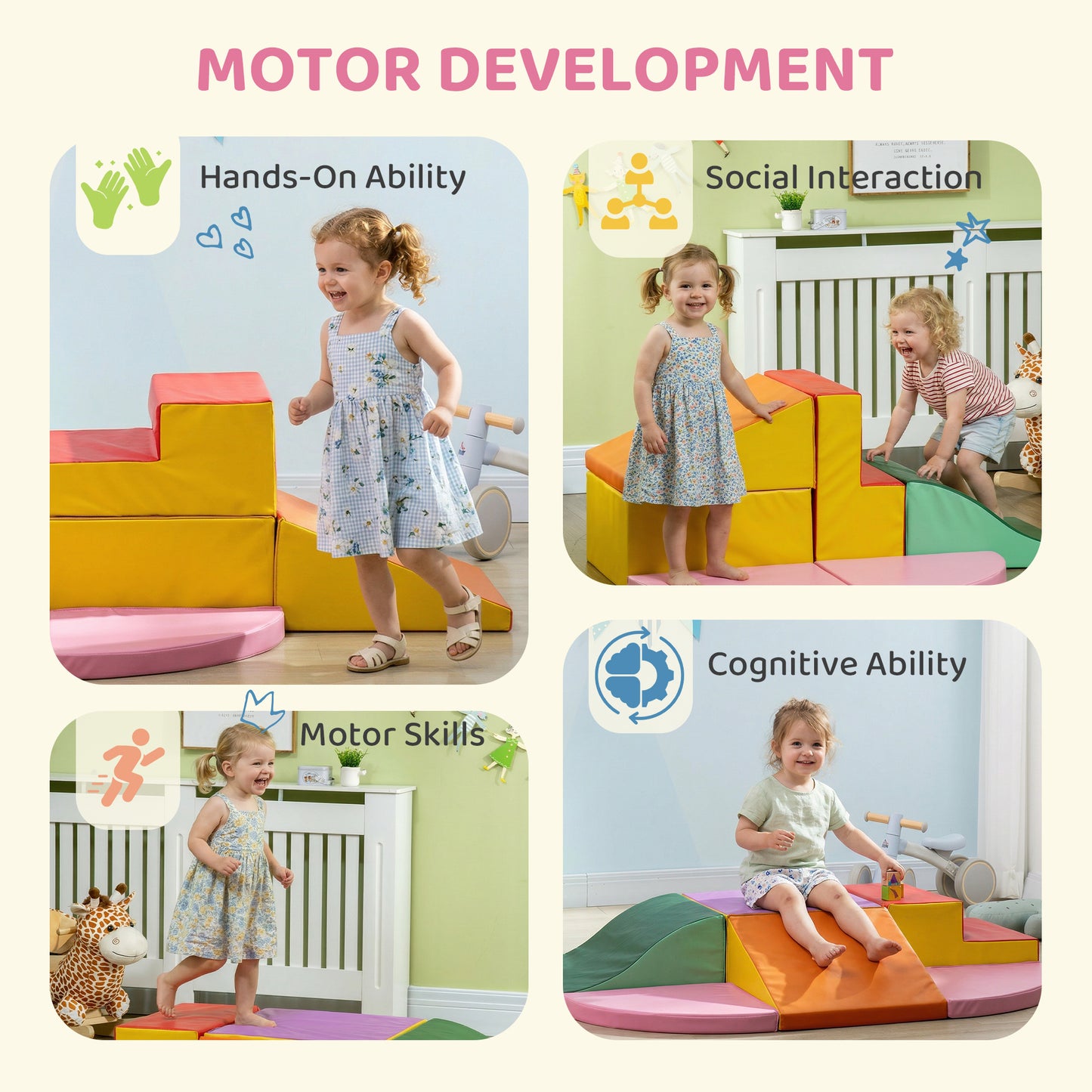 6 Piece Soft Play Equipment for Kids Climb and Crawl