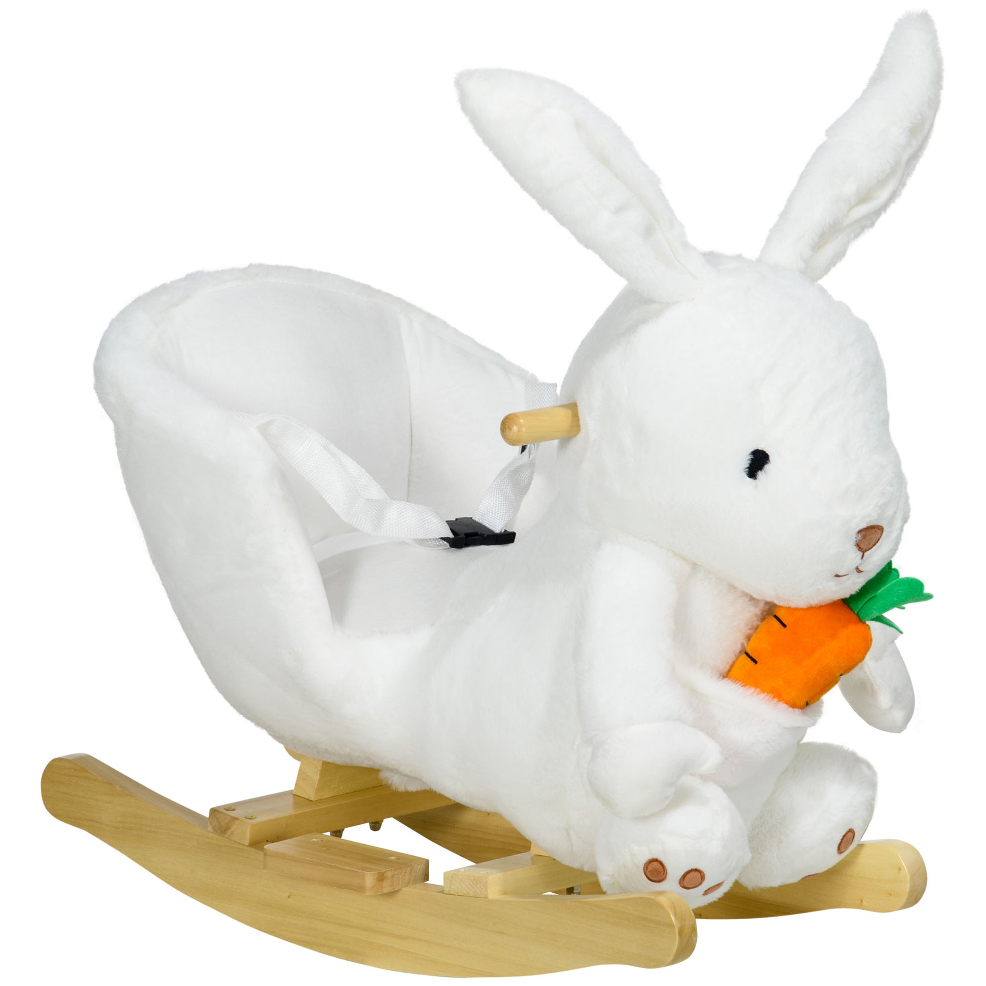 Kids Rabbit-Shaped Rocking Horse, with Safety Belt, Realistic Sounds