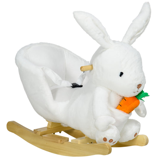 Kids Rabbit-Shaped Rocking Horse, with Safety Belt, Realistic Sounds