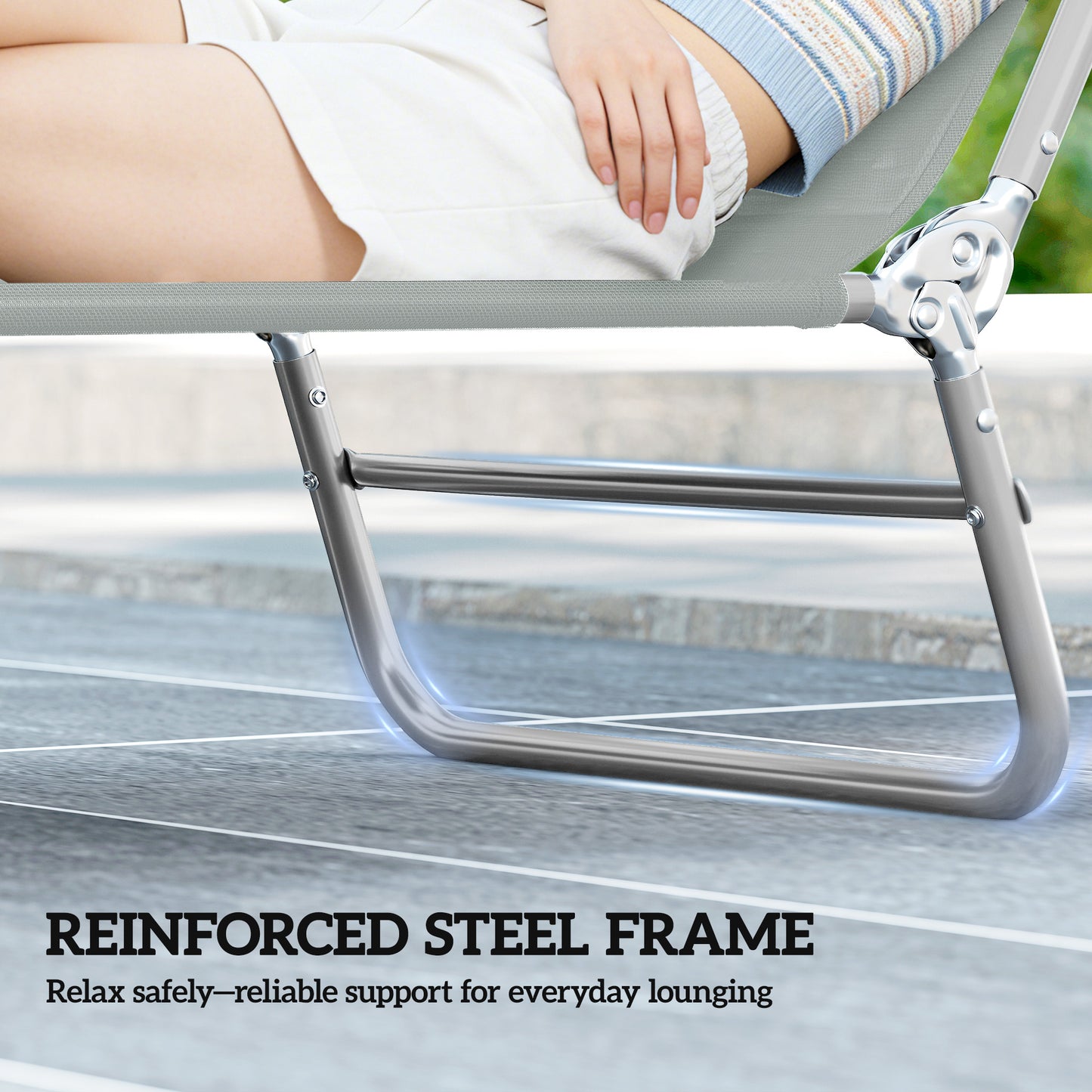 Steel Frame Sun Lounger, with Reclining Back