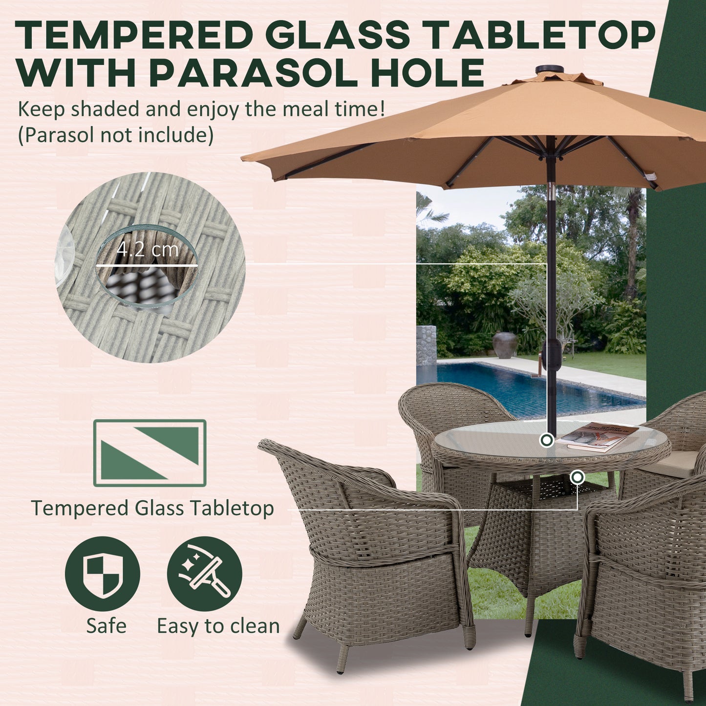 4 Seater Rattan Garden Furniture Set with Cushions
