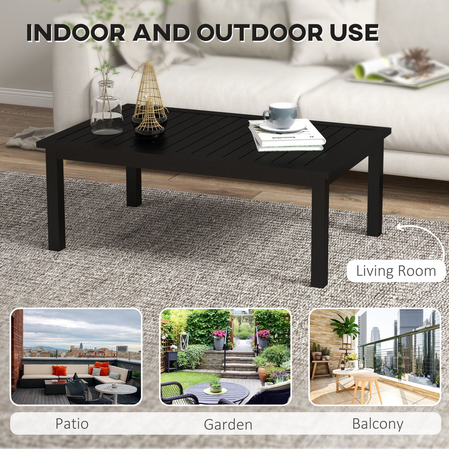 100cm x 60cm Aluminium Outdoor Coffee Table