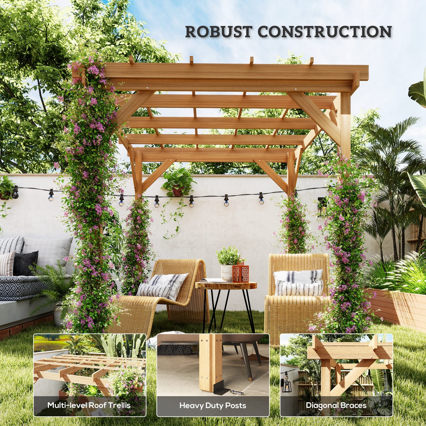 2 x 2 m Wooden Pergola Kit