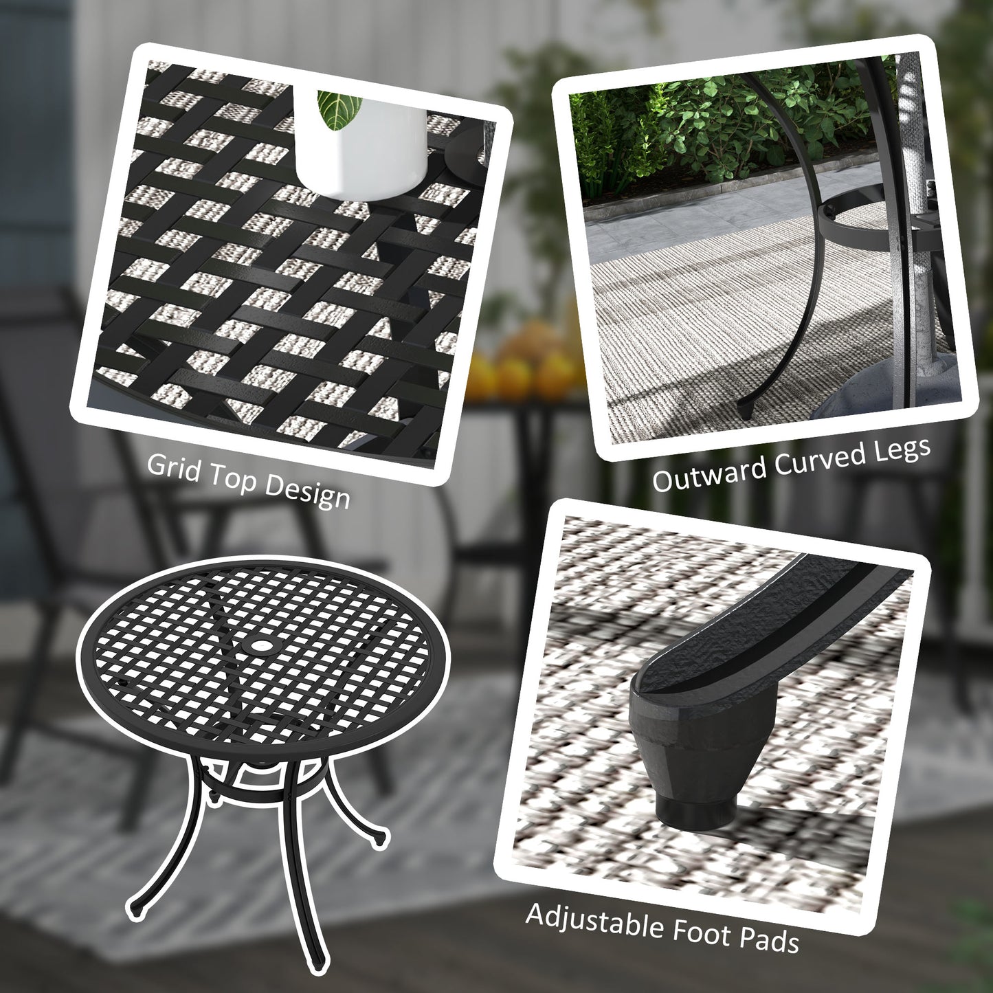 Round Aluminium Table, with ⌀50mm Parasol Hole